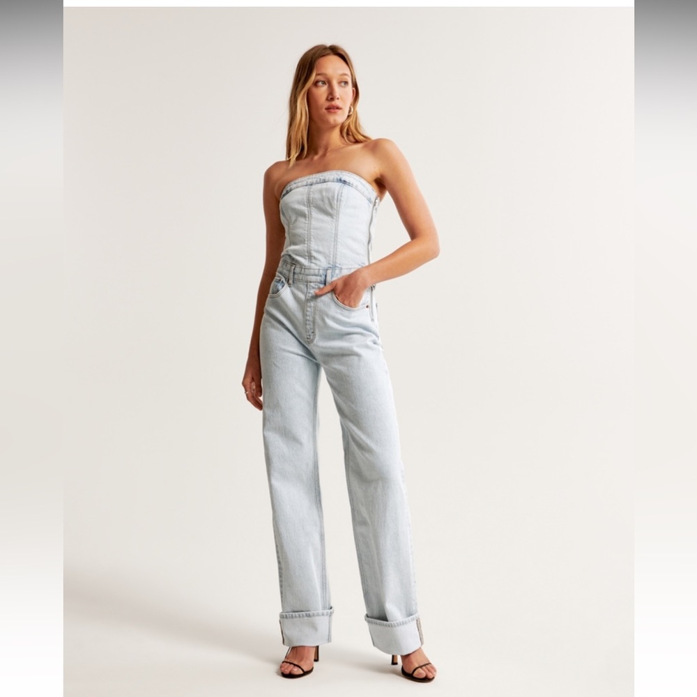 Abercrombie and fitch strapless denim jumpsuit brand new with tags size XS